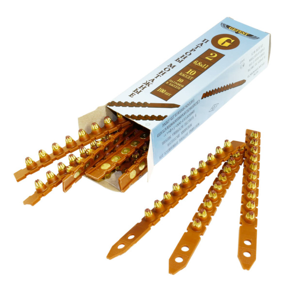 Патроны монтажные в кассетах К-2 коричневые (154-212Дж) / 100шт (10 кассет по 10 патронов) 